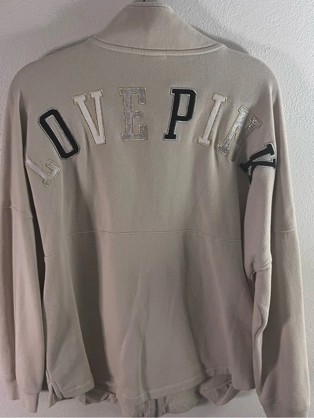 PINK Victorias Secret cream varsity